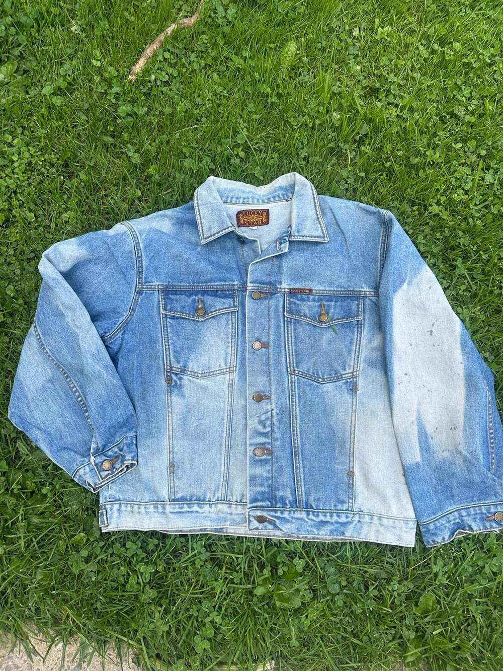 Lucky Star Vintage Bleach Wash Denim Trucker Jacket Men's Size L
